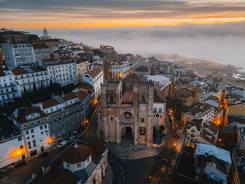 High angle view of buildings in city