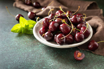 High angle view of fruits on table