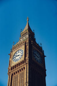 Low angle view of building against blue sky