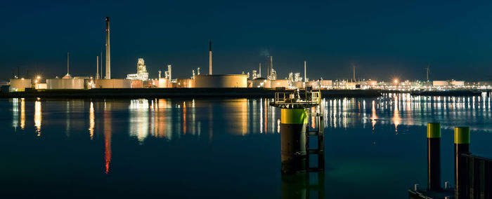 Industry in the port of rotterdam at night