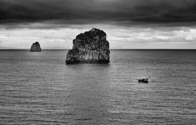 Scenic view of sea against cloudy sky