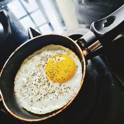 High angle view of breakfast on table