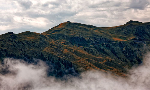 Scenic view of majestic mountains against sky