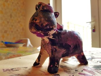 Close-up of stuffed toy on table at home