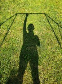 Shadow of couple on field