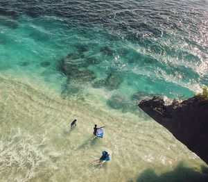 High angle view of people on beach