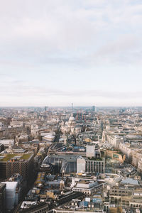 High angle shot of cityscape against sky