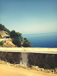 Scenic view of sea against clear sky