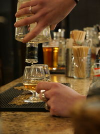 Cropped image of man holding beer glass