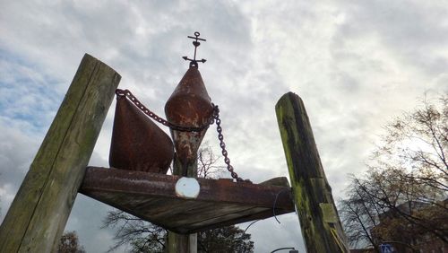 Low angle view of built structure against cloudy sky