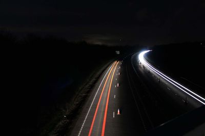 Light trails on highway at night