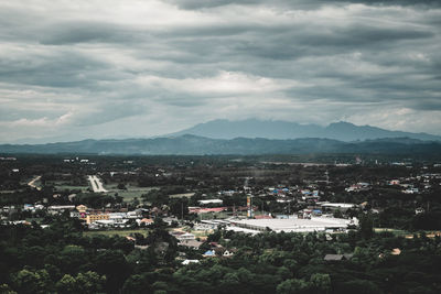 High angle view of townscape against sky