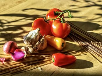 Close-up of tomatoes on table