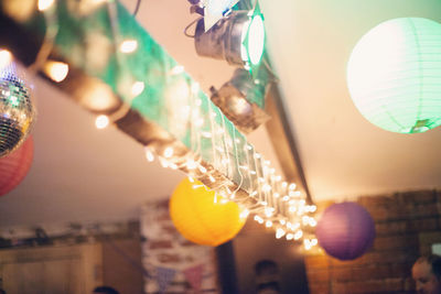 Illuminated string lights at home