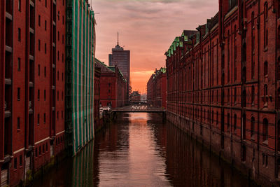 Bridge over canal amidst buildings in city