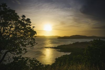 Scenic view of sunset over sea