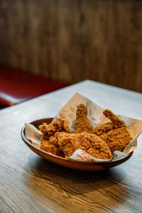 Close-up of food in plate on table