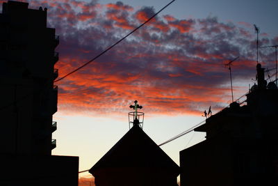 High section of building against sky at sunset