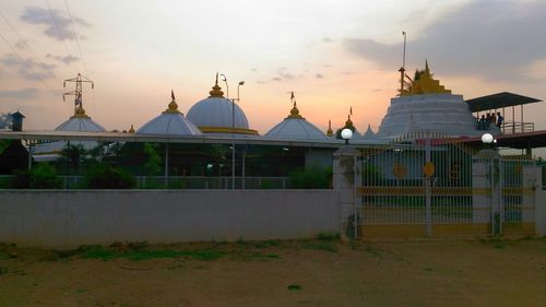 Temple against sky during sunset