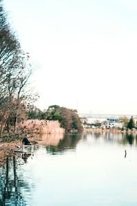Scenic view of lake against clear sky