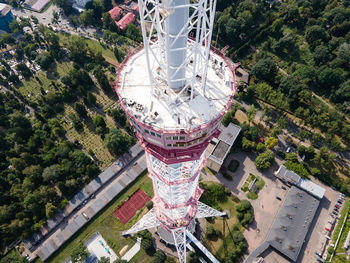 High angle view of ferris wheel in city