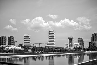 Reflection of city in water