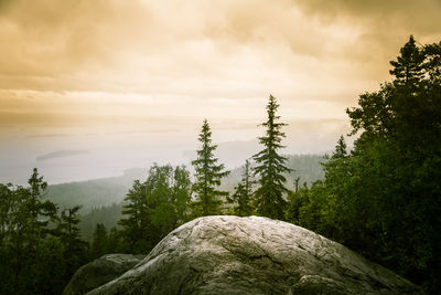 Scenic view of mountain against sky during sunset