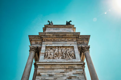 Landmark triumphal arch called arco della pace , arch of peace