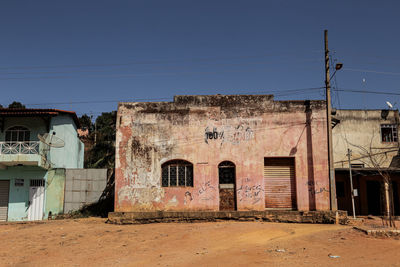 Abandoned building against clear sky