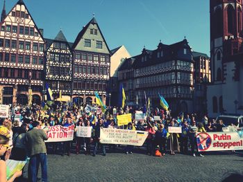 Woman standing in city