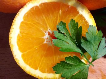 Close-up of orange on table