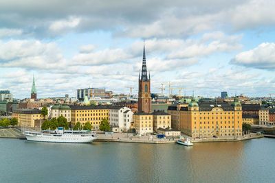 View of riddarholmen stockholm from skinnarviksberget in summer