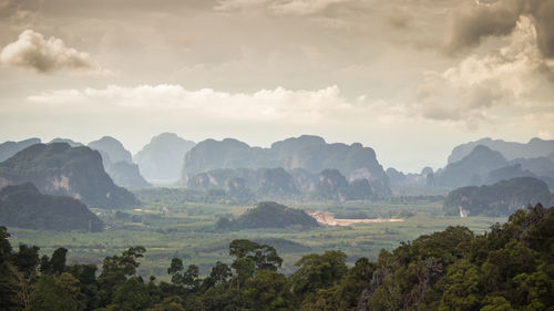 Scenic view of mountains against sky