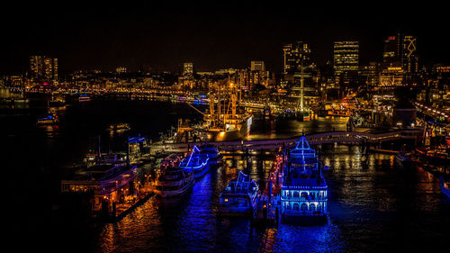 Illuminated city at night