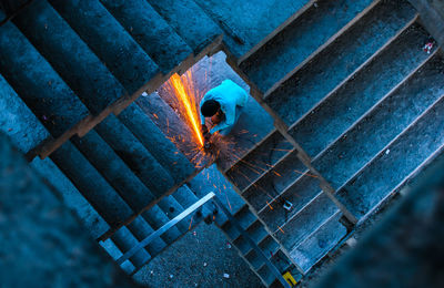 High angle view of fire hydrant