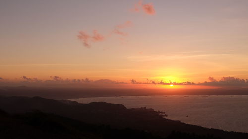 Silhouette of mountains at sunset