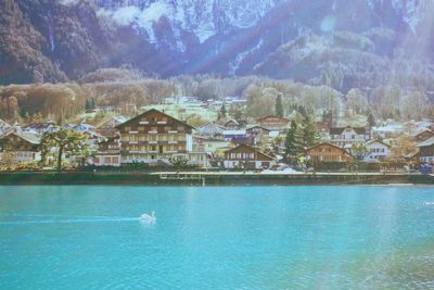 View of river with buildings in background