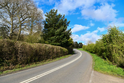 Road amidst trees against sky