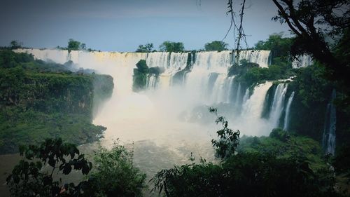 Low angle view of waterfall