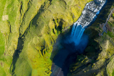 High angle view of waterfall