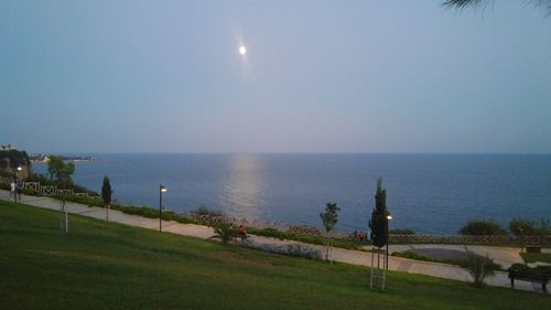 Scenic view of sea against clear sky