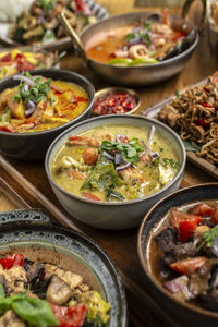 High angle view of food on table