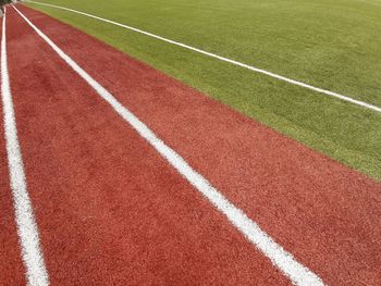 High angle view of running track