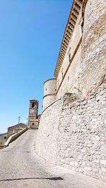 Low angle view of fort against clear sky