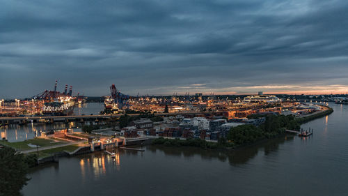 Aerial view of city at waterfront