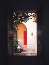 View of building through window