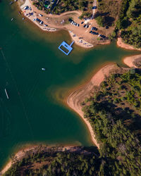 High angle view of river amidst trees