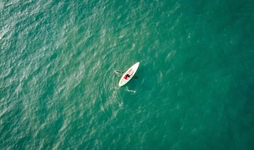 High angle view of boat in sea