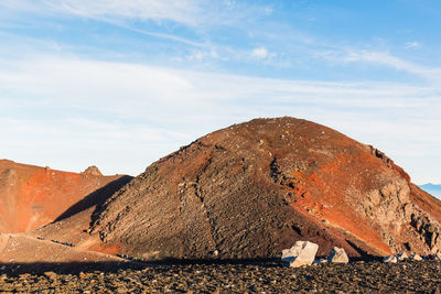 Rock formations in desert against sky