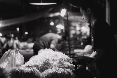 Activities at the traditional market at night